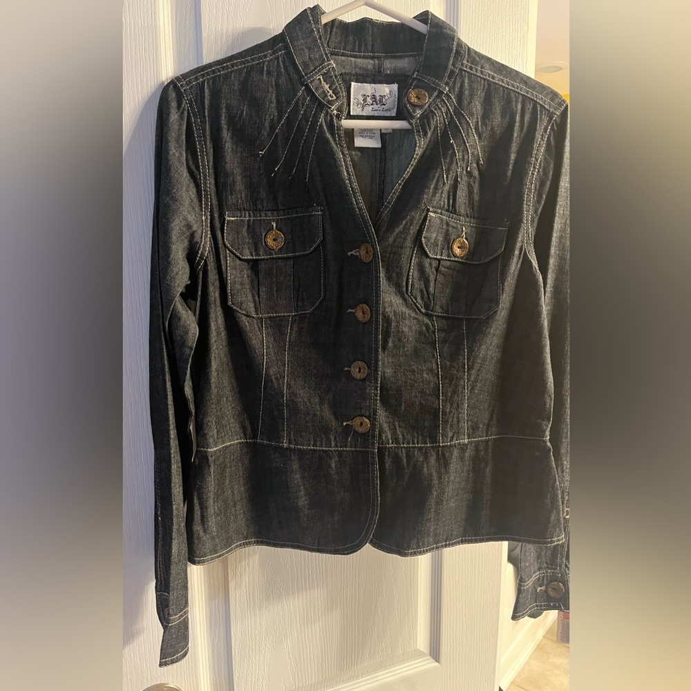 Blue Denim Jacket with Gold Accents